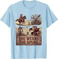Men's She Wears The Spurs Cowgirl Graphic Design T-Shirt - Baby Blue