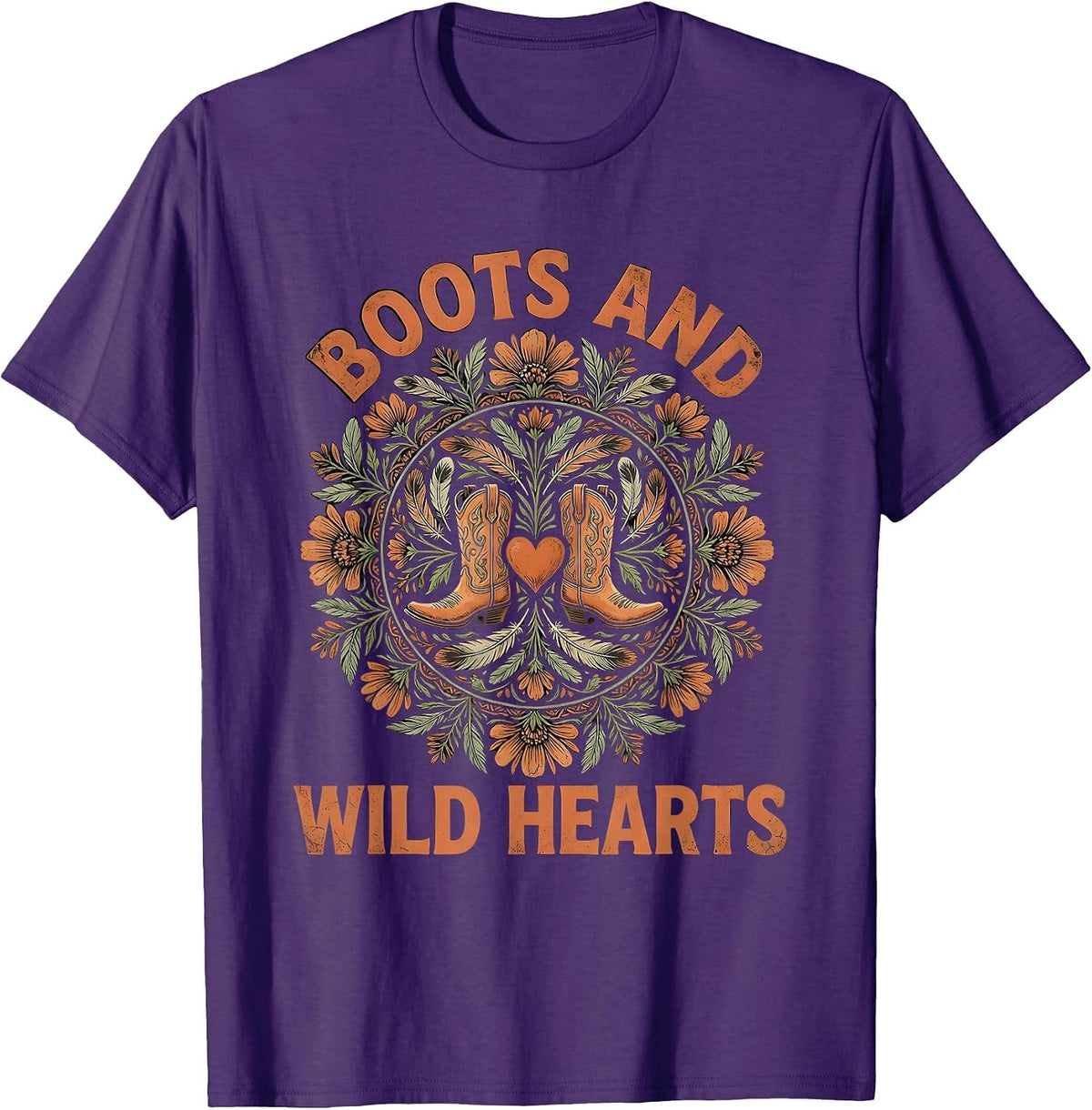 Men's Boots and Wild Hearts Cowgirl Western Design T-Shirt - Purple