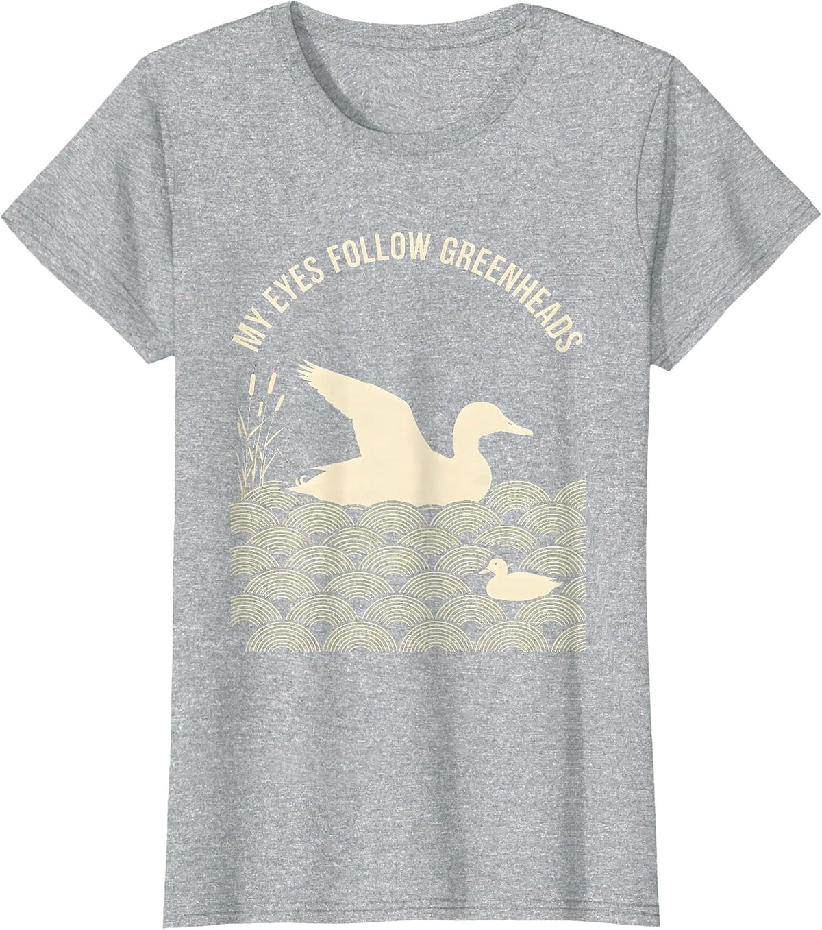 My Eyes Follow Greenheads Silhouette Mallard Duck Hunting T-Shirt - Heather Grey