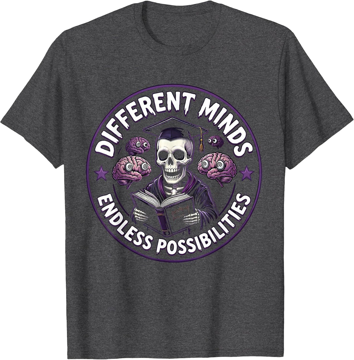 Men's Different Minds Endless Possibilities Sped Teacher T-Shirt - Dark Heather Grey