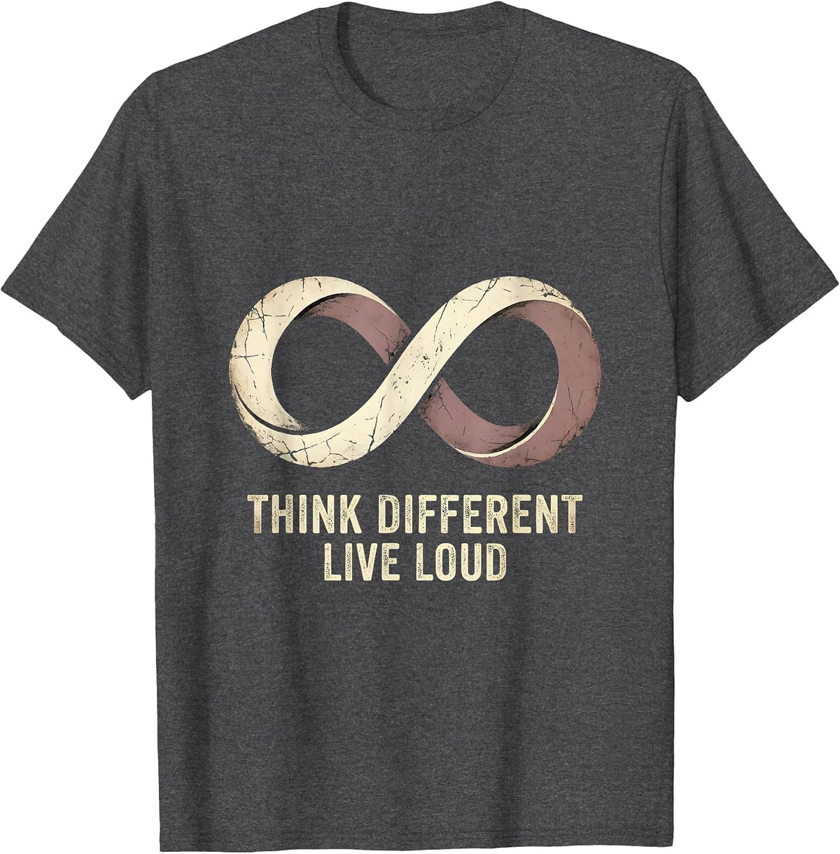 Think Different Live Loud Autism Awareness Design T-Shirt - Dark Heather Grey