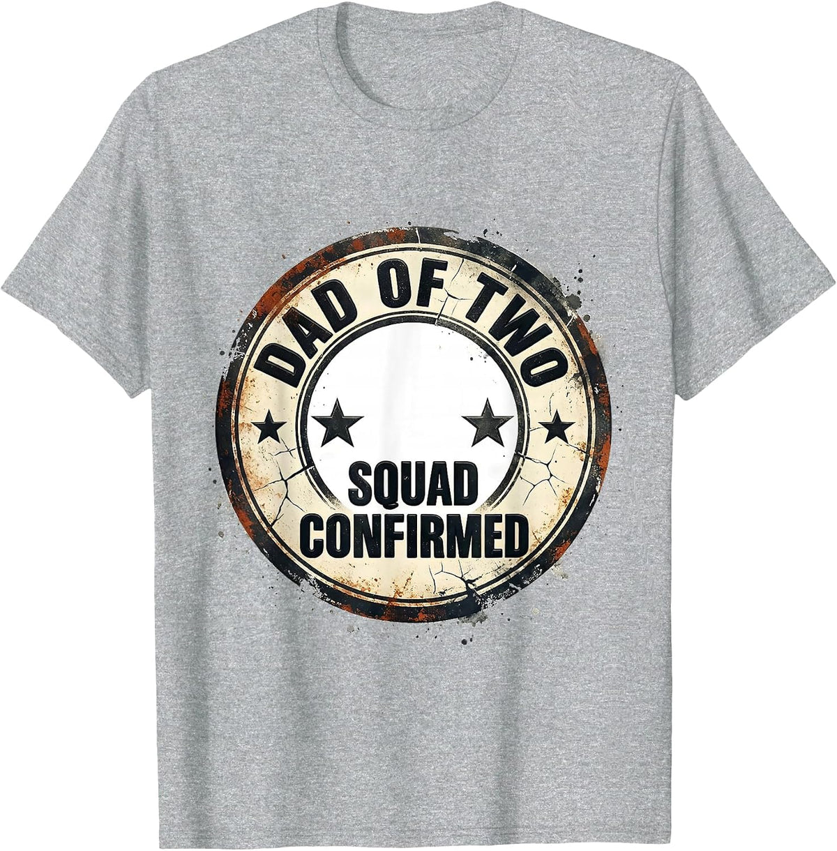 Men's Dad Of Two Squad Confirmed Distressed New Dad Gift T-Shirt - Heather Grey