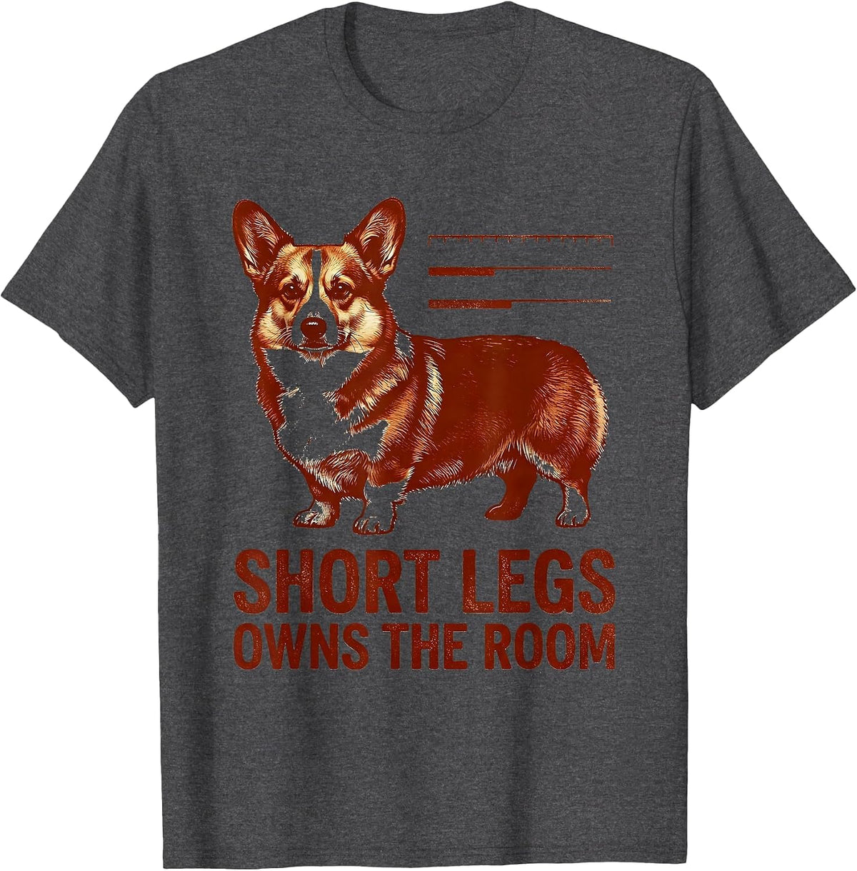 Short Legs Owns The Room Funny Corgi Dog Lover Retro T-Shirt - Dark Heather Grey