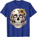 Sweet Death Dia de los Muertos Skull Sunflowers T-Shirt - Royal Blue