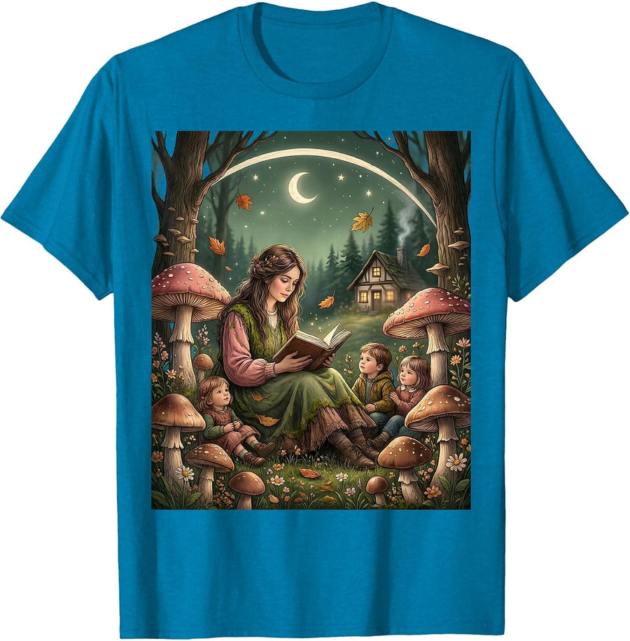 Elementary Teacher Reading Aloud Graphic T-Shirt - Sapphire Blue