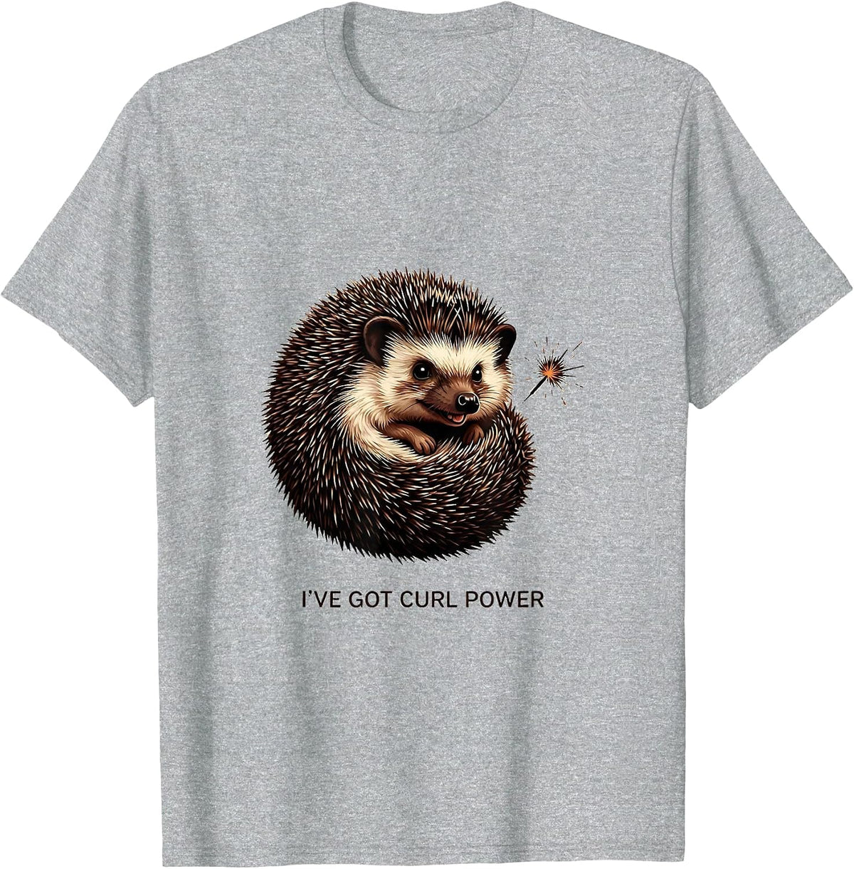 Men's I've Got Curl Power Cute Hedgehog Lover Humor T-Shirt - Heather Grey