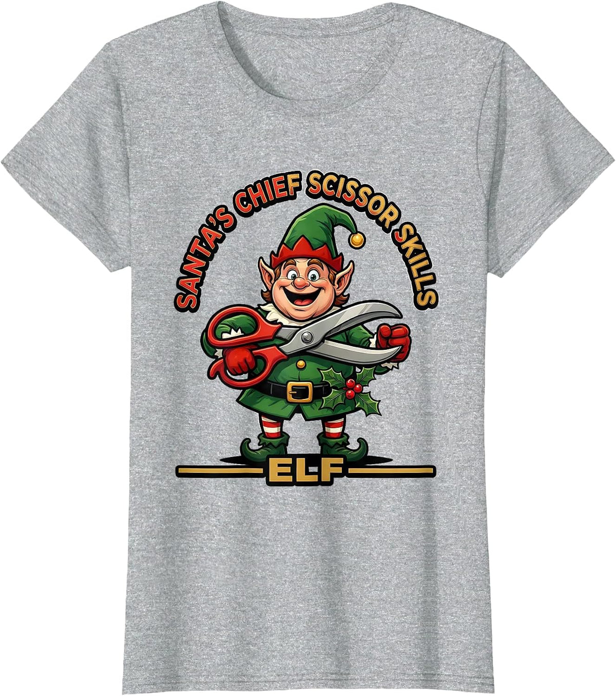 Santa's Chief Scissor Skills Elf Occupational Therapy T-Shirt - Heather Grey