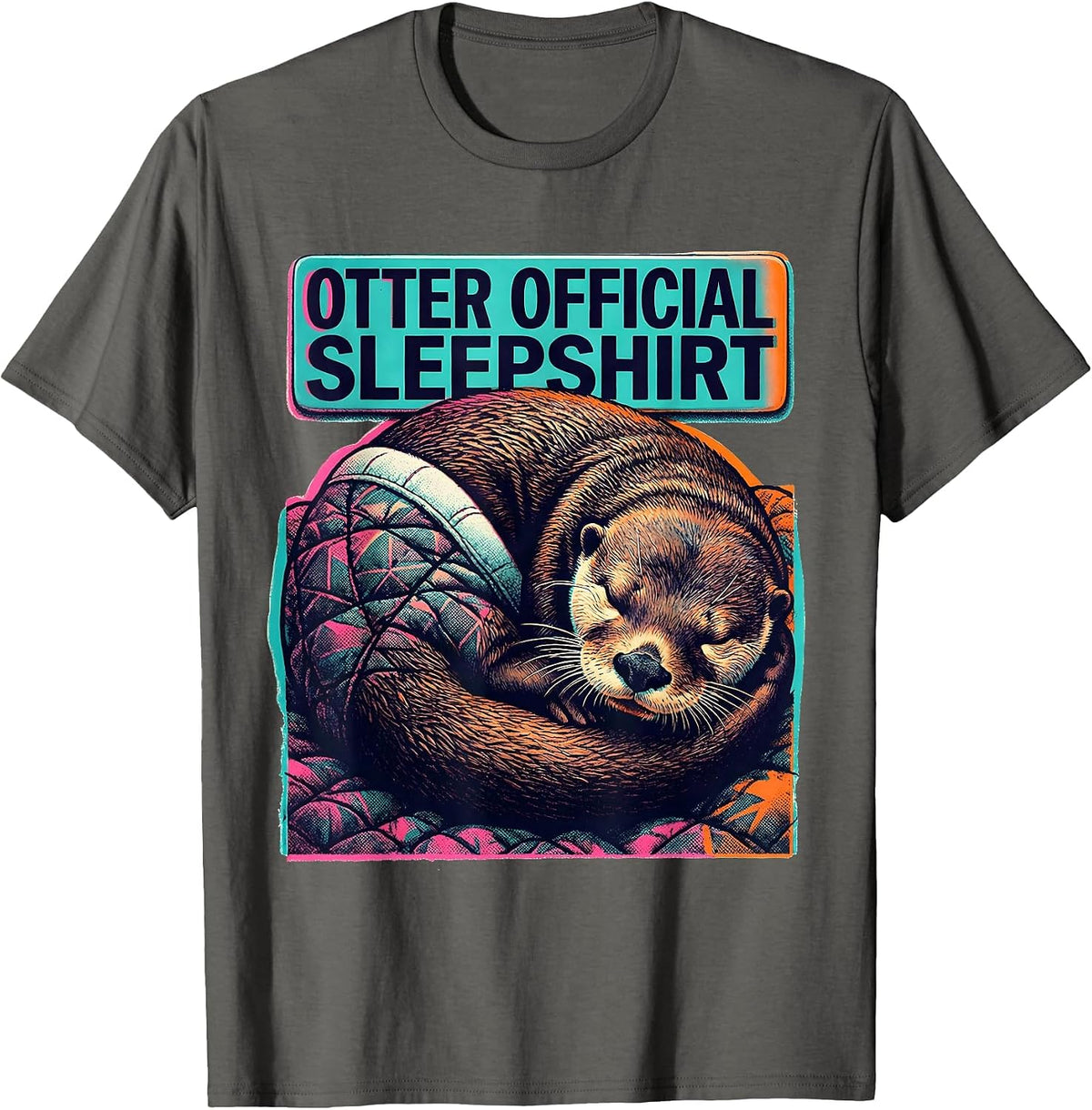 Men's Otter Official Sleepshirt Funny Animal Nap Humor T-Shirt - Asphalt Grey