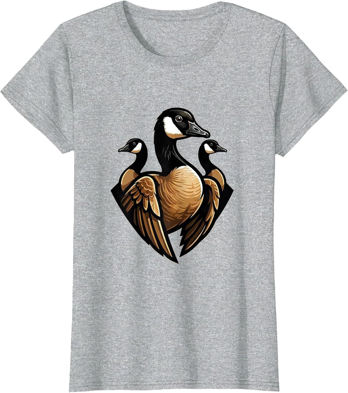 Geese V Formation Flight Hunting Graphic T-Shirt - Heather Grey