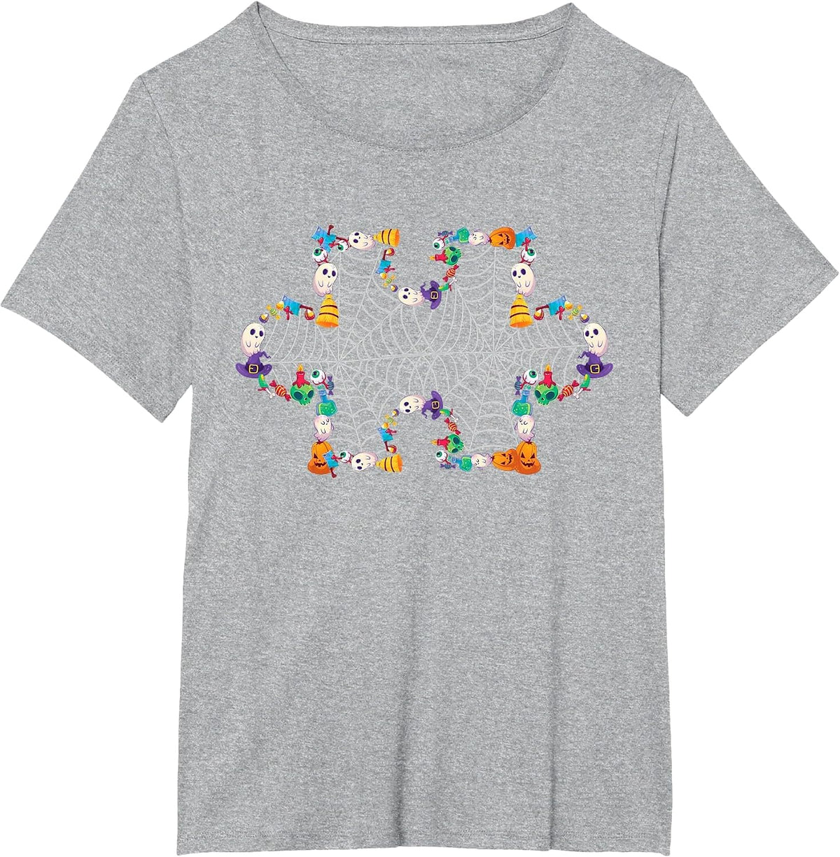 Halloween Autism Awareness Puzzle Pumpkin Ghost Broom Zombie T-Shirt - Heather Grey