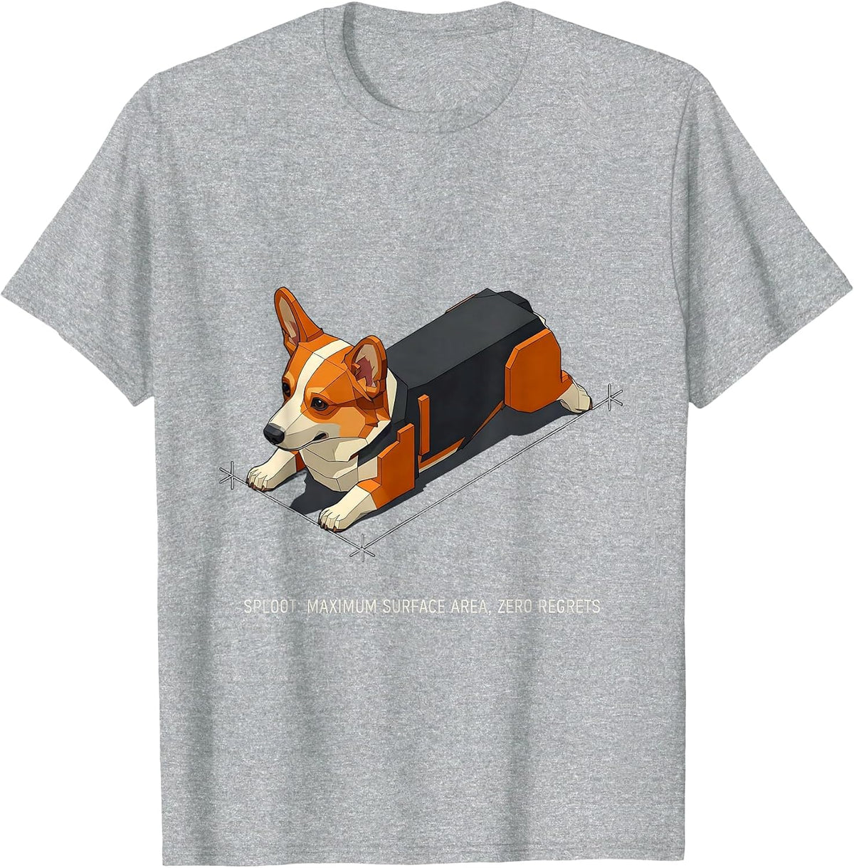 Men's Sploot: Maximum Surface Area, Zero Regrets Funny Corgi Lover T-Shirt - Heather Grey