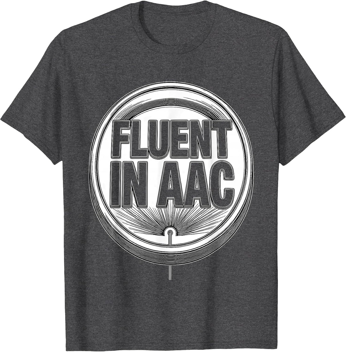 Men's Fluent In AAC Line Art Speech Therapy SLP Teacher T-Shirt - Dark Heather Grey