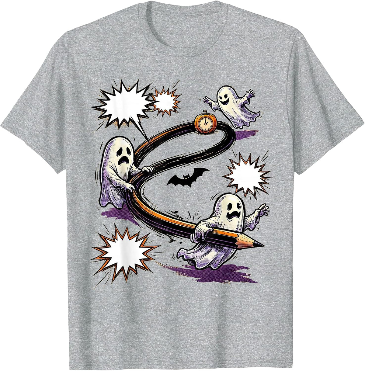 Men's Friendly Ghost Therapy Squad Occupational Therapy Halloween T-Shirt - Heather Grey