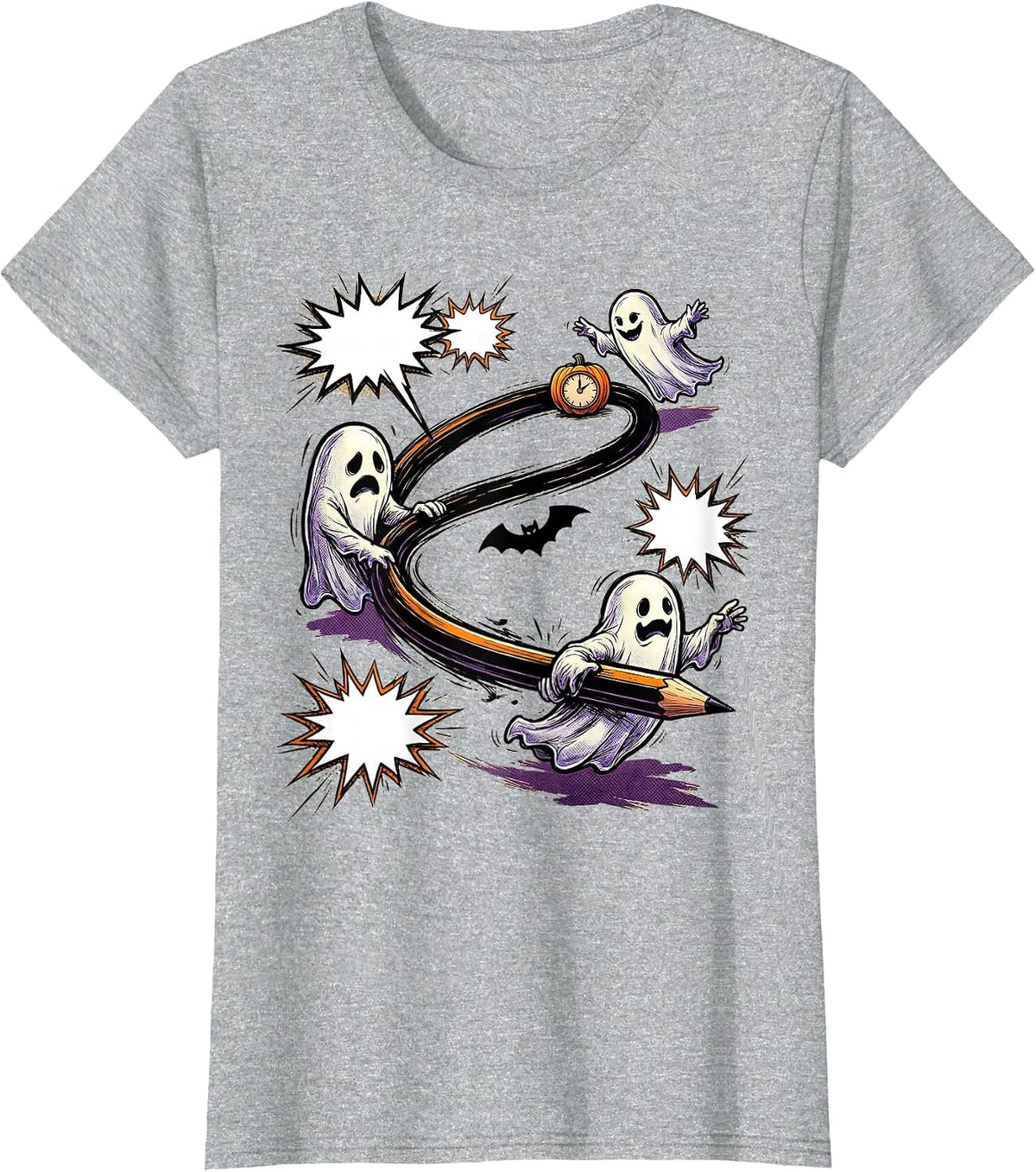 Women's Friendly Ghost Therapy Squad Occupational Therapy Halloween T-Shirt - Heather Grey