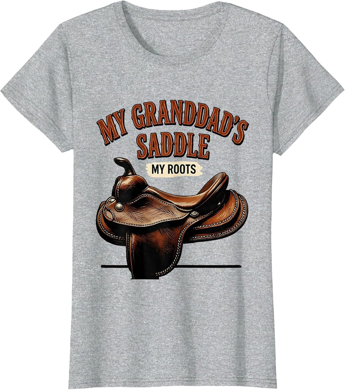 My Granddad's Saddle My Roots Vintage Western Cowboy Pride T-Shirt - Heather Grey