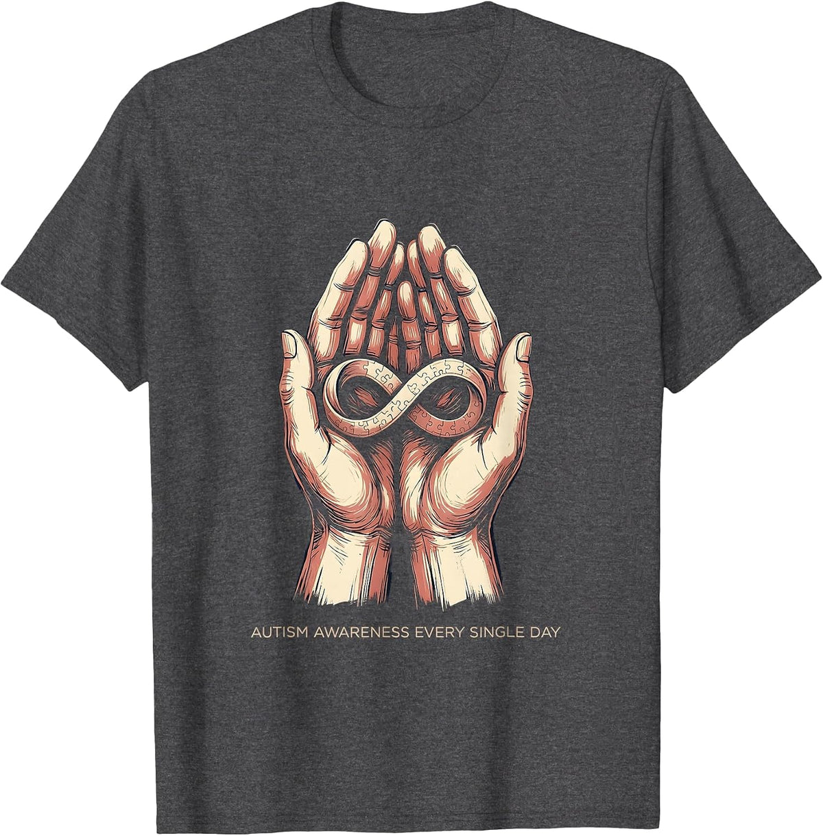 Autism Awareness Every Single Day Design T-Shirt - Dark Heather Grey