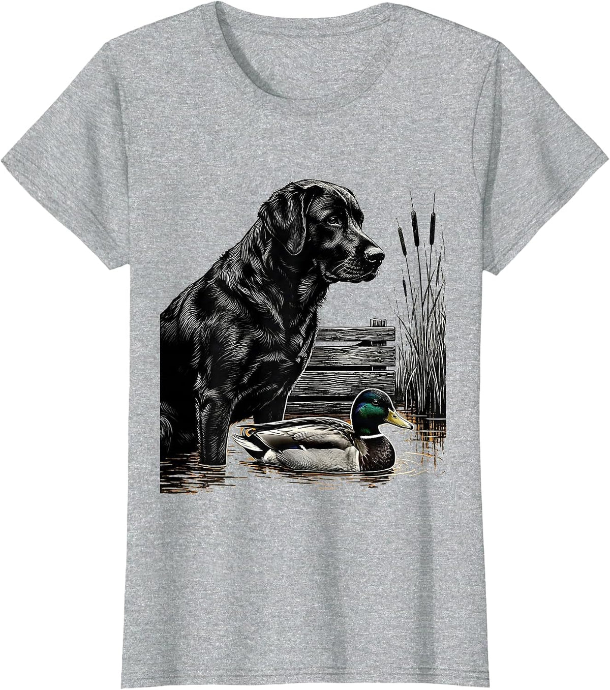 Retriever Hunting Blind Duck Hunter Humor T-Shirt - Heather Grey