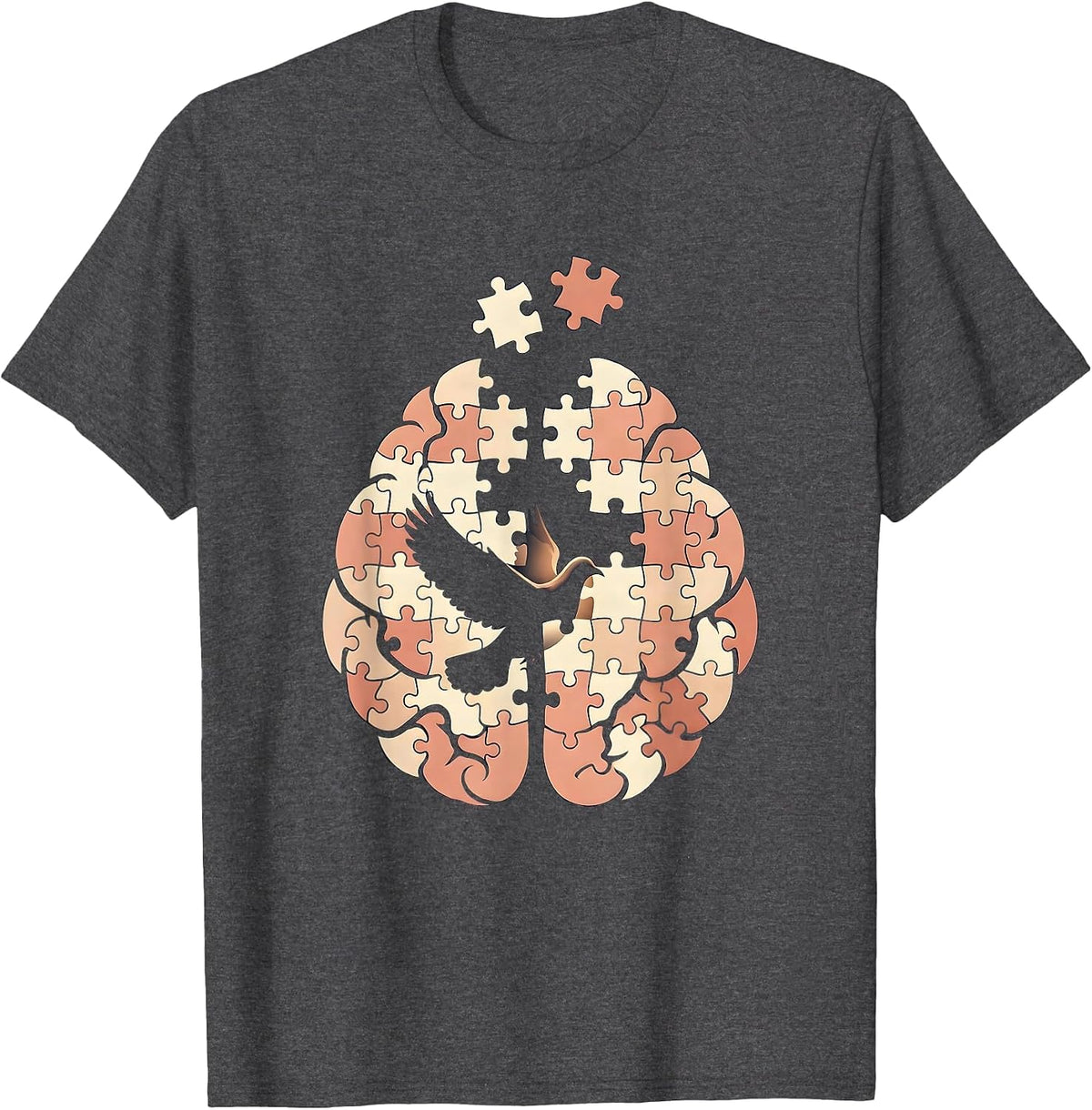 Men's Sped Teacher Brain Puzzle Piece Graphic T-Shirt - Dark Heather Grey