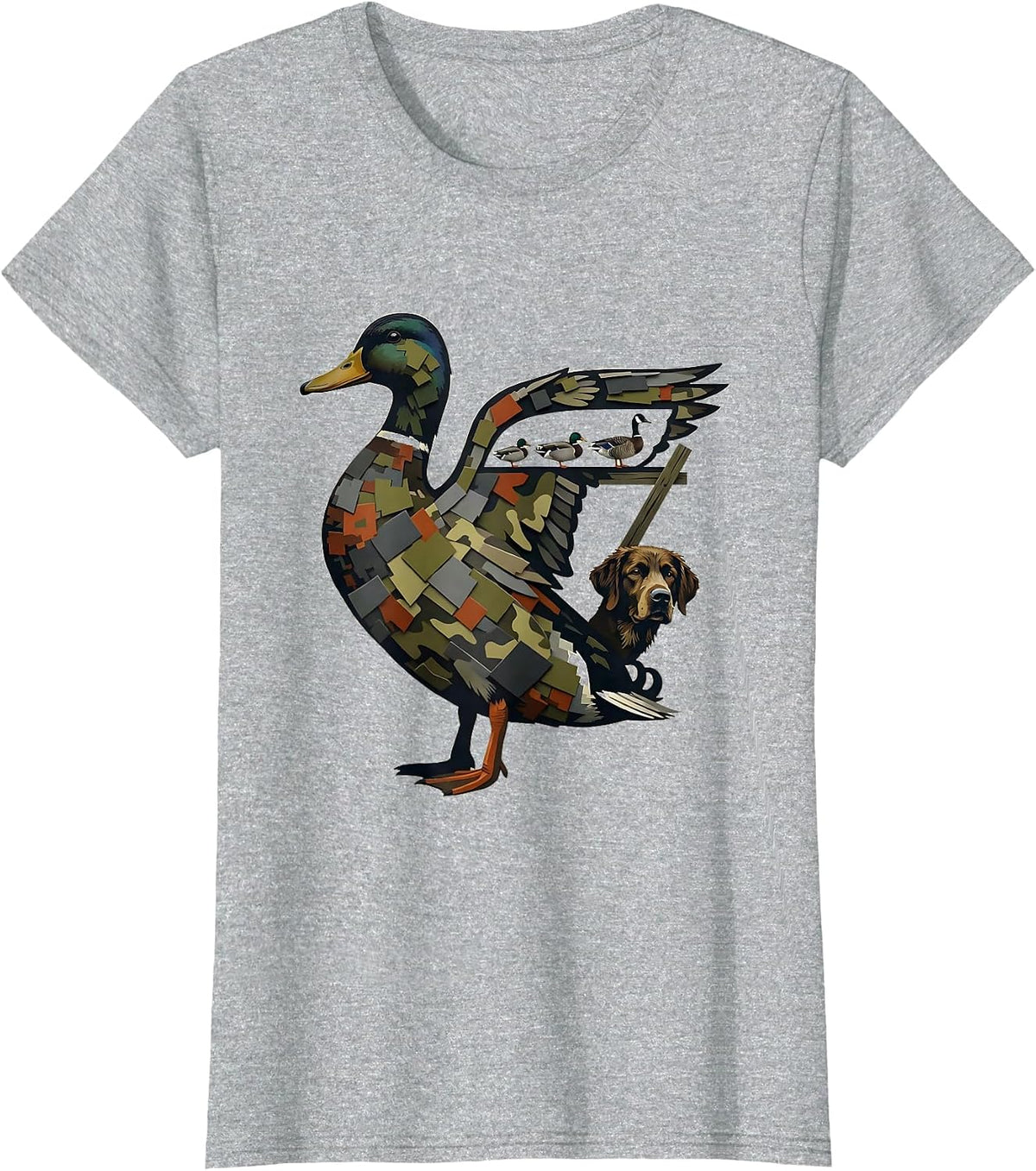 Mallard Decoy Hunting Silhouette Duck Hunter Gift T-Shirt - Heather Grey