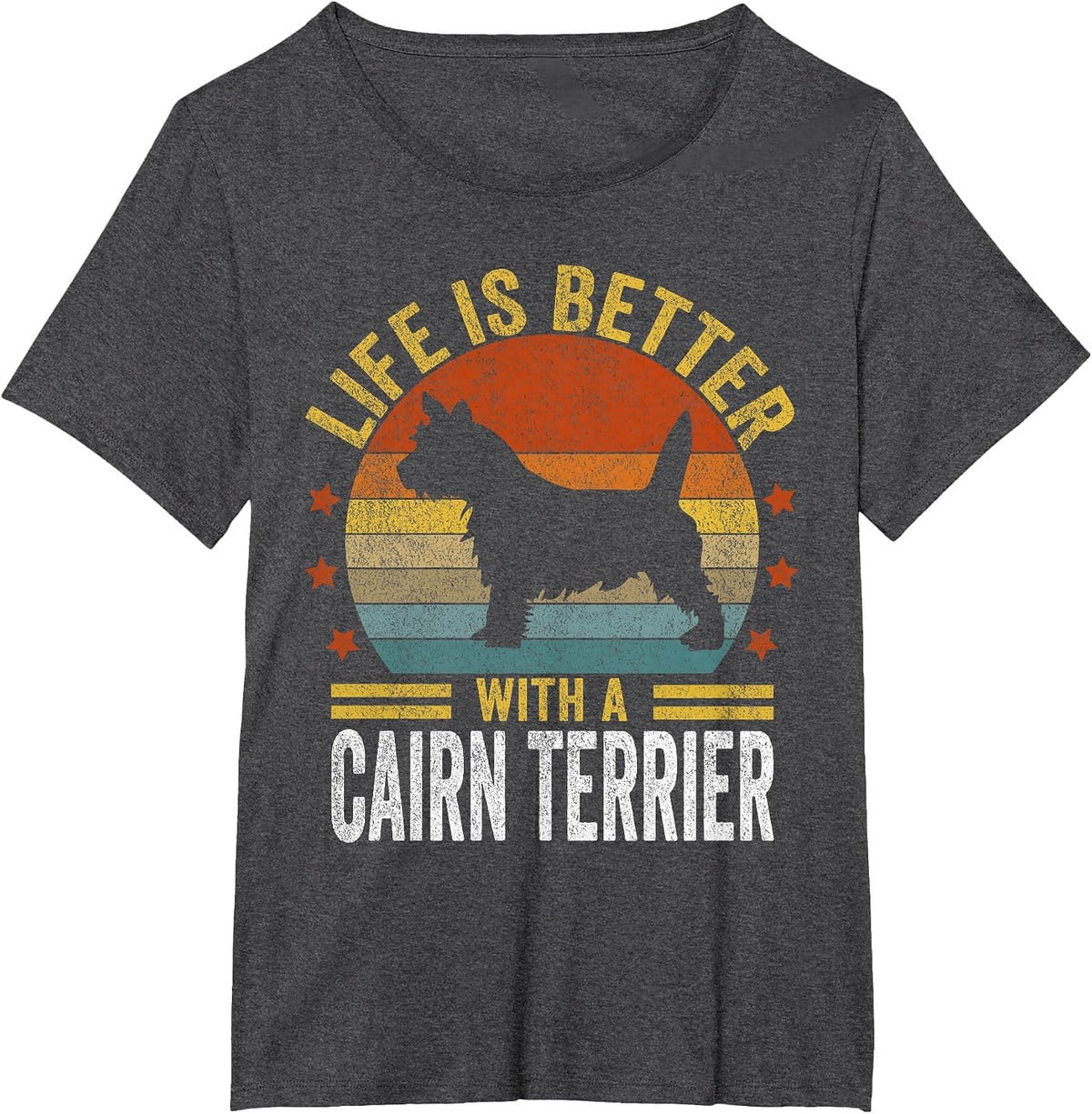 Life is Better with A Cairn Terrier Retro Cairn Terrier T-Shirt - Dark Heather Grey