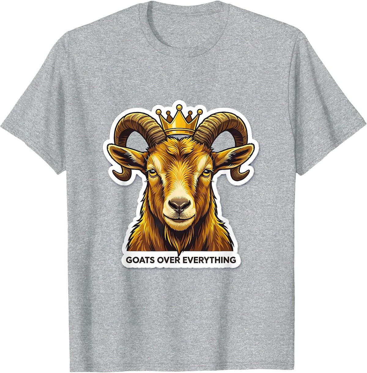 Men's Goats Over Everything Bold Goat Lover Design T-Shirt - Heather Grey