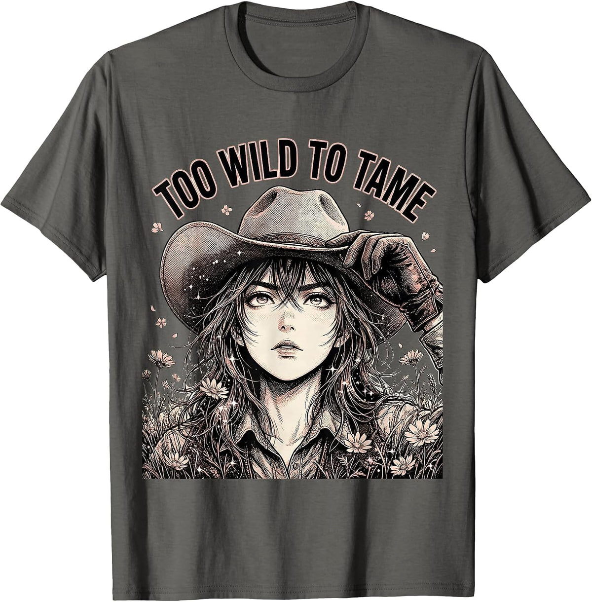 Men's Too Wild To Tame Bold Western Graphic Design T-Shirt - Asphalt Grey