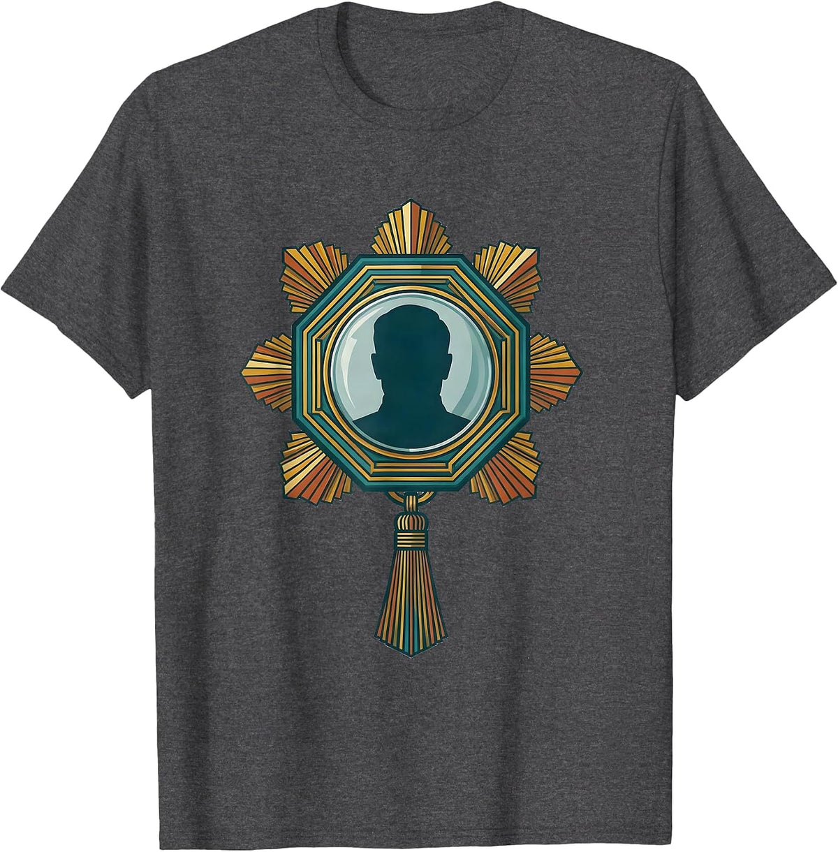 Men's Roaring 1920s Medallion Badge Art Deco Party T-Shirt - Dark Heather Grey