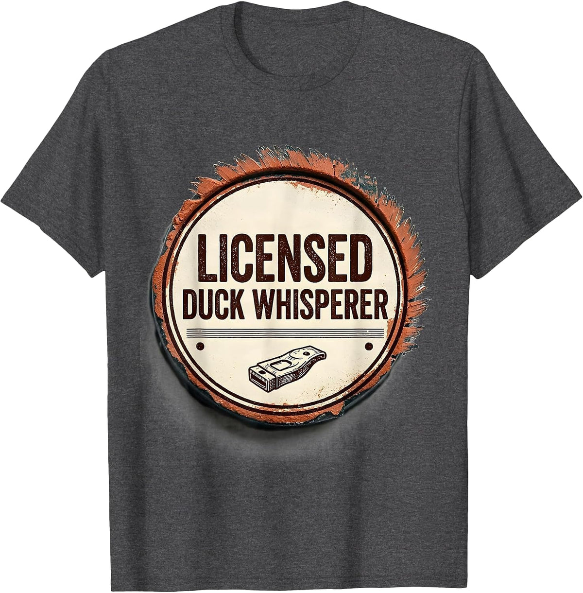 Men's Licensed Duck Whisperer Funny Duck Hunter Hunting Gift T-Shirt - Dark Heather Grey
