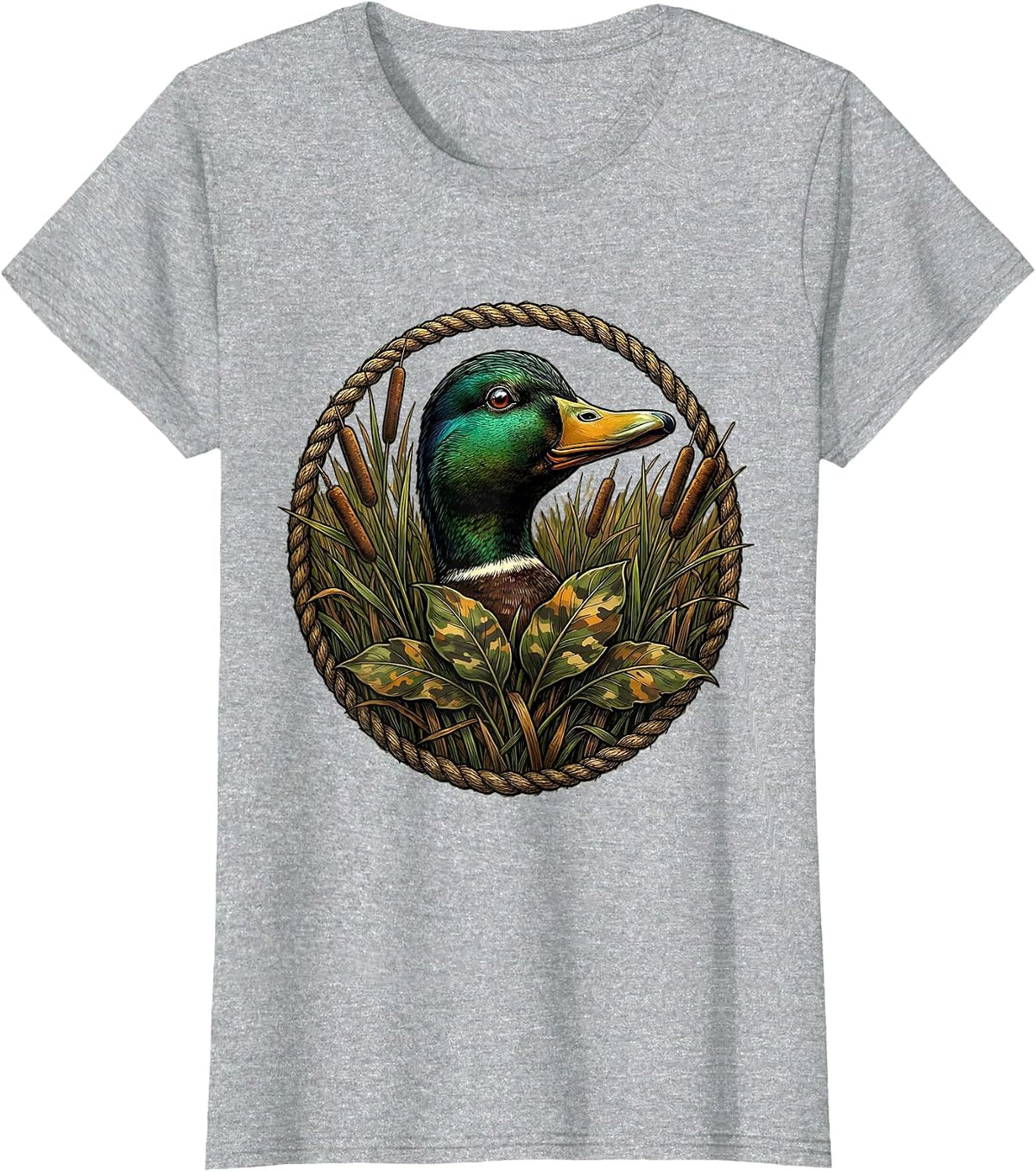 Duck Camo Hunting Season Wildlife Illustration T-Shirt - Heather Grey