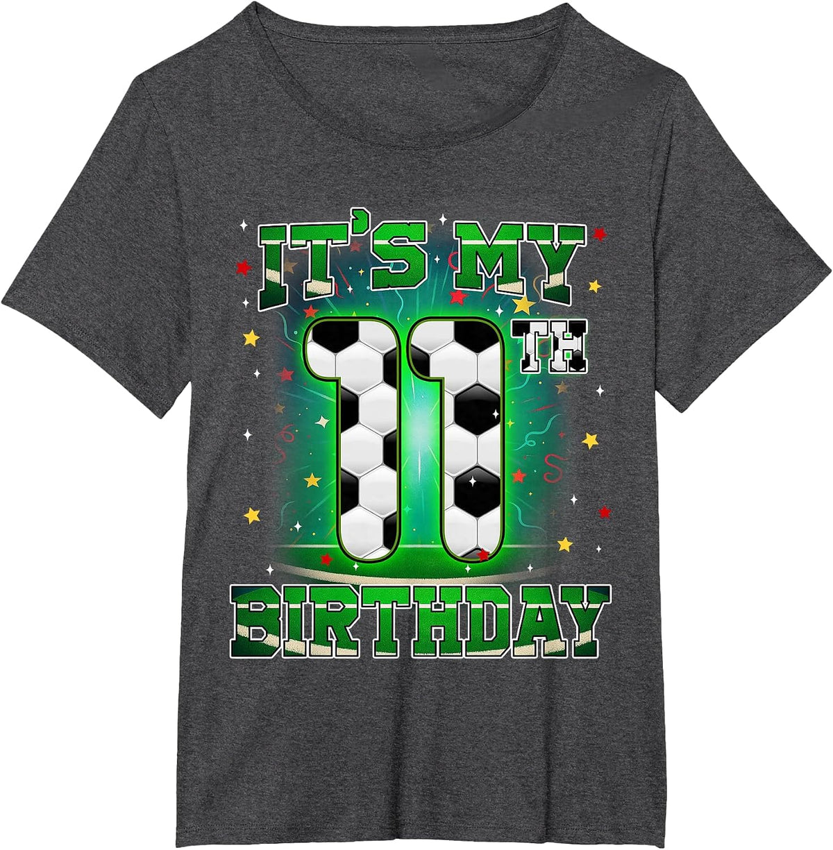 Its My 11th Birthday Boy Soccer 11 Years Old Party Matching T-Shirt - Dark Heather Grey