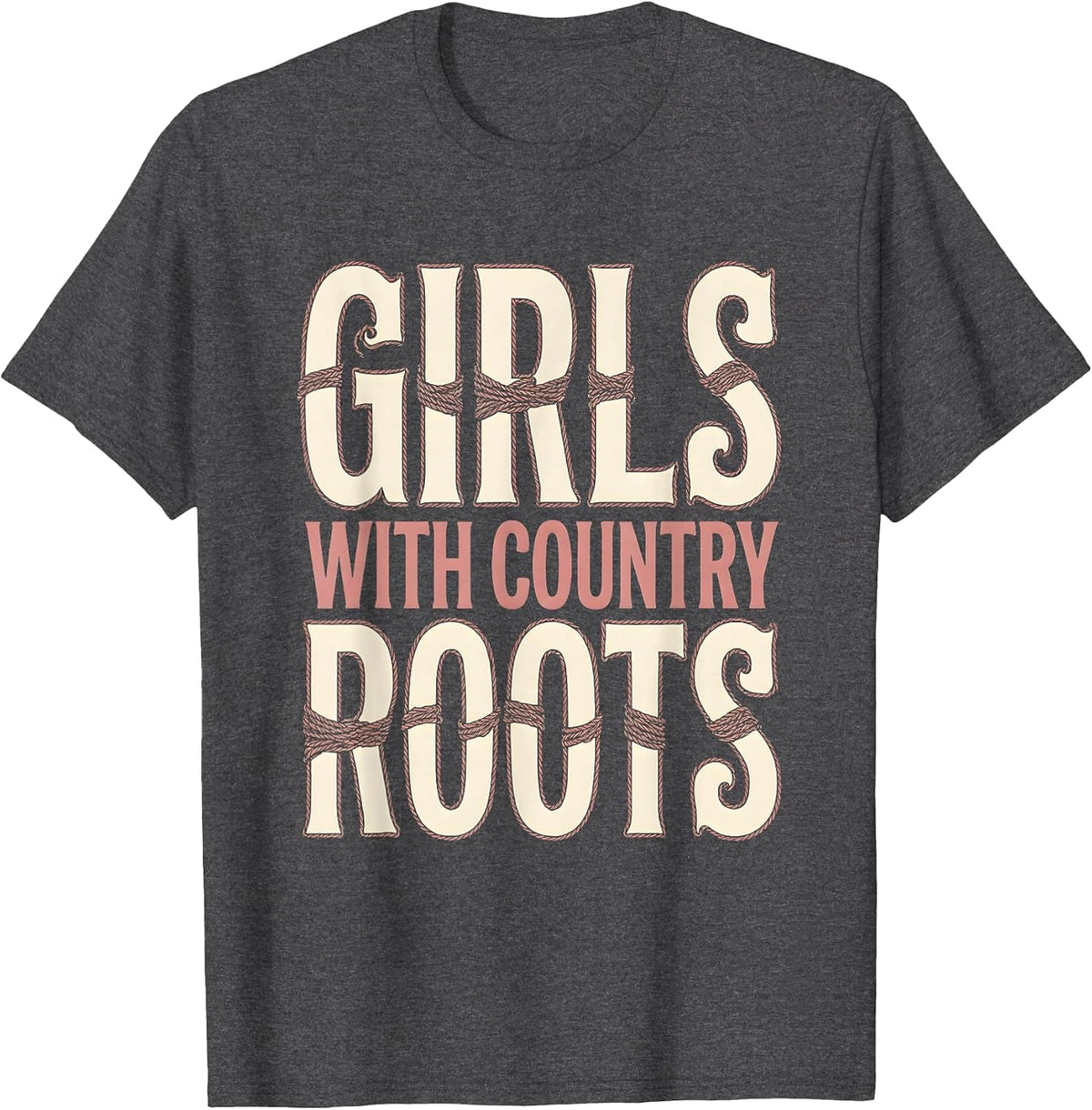Girls With Country Roots 90s Country Music Design T-Shirt - Dark Heather Grey