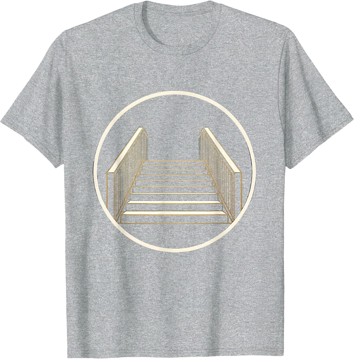 Men's Well-Lit Staircase Double Handrails Fall Prevention T-Shirt - Heather Grey