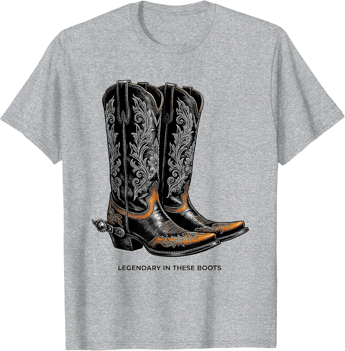 Men's Legendary In These Boots Cowboy Design T-Shirt - Heather Grey