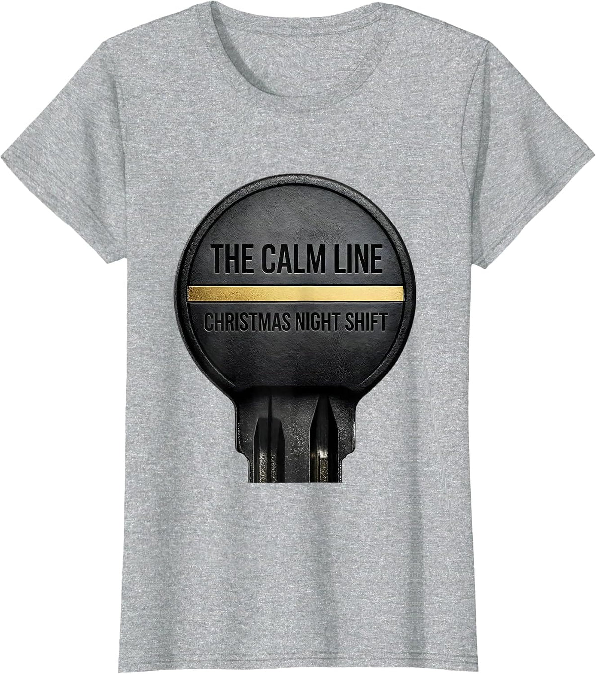 Women's The Calm Line Christmas Night Shift Funny 911 Dispatcher T-Shirt - Heather Grey