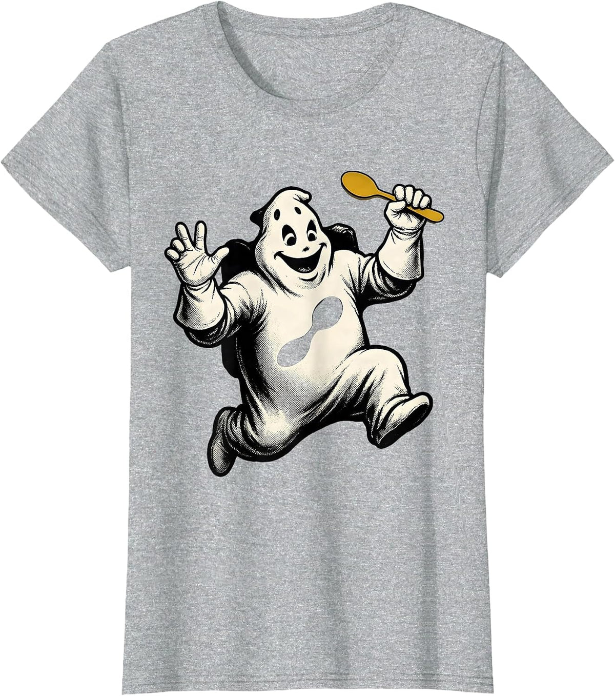 Women's Retro Cartoon Ghost Sped Para Teacher Halloween T-Shirt - Heather Grey