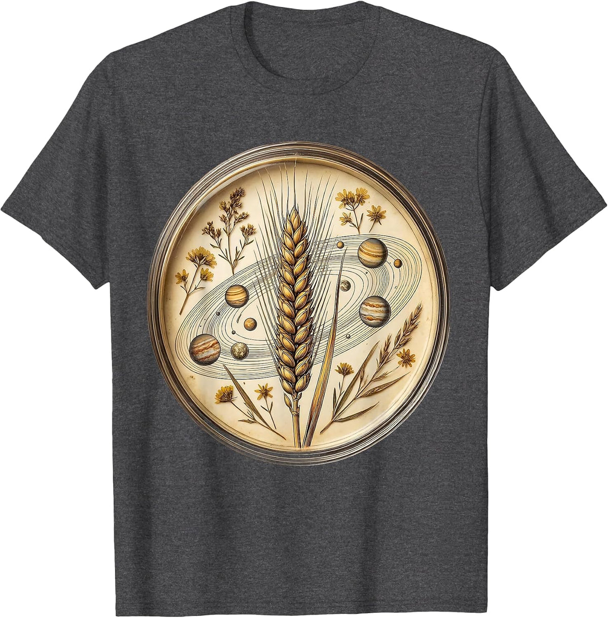 Men's Virgo Maiden Cosmic Planets Astrology Graphic T-Shirt - Dark Heather Grey
