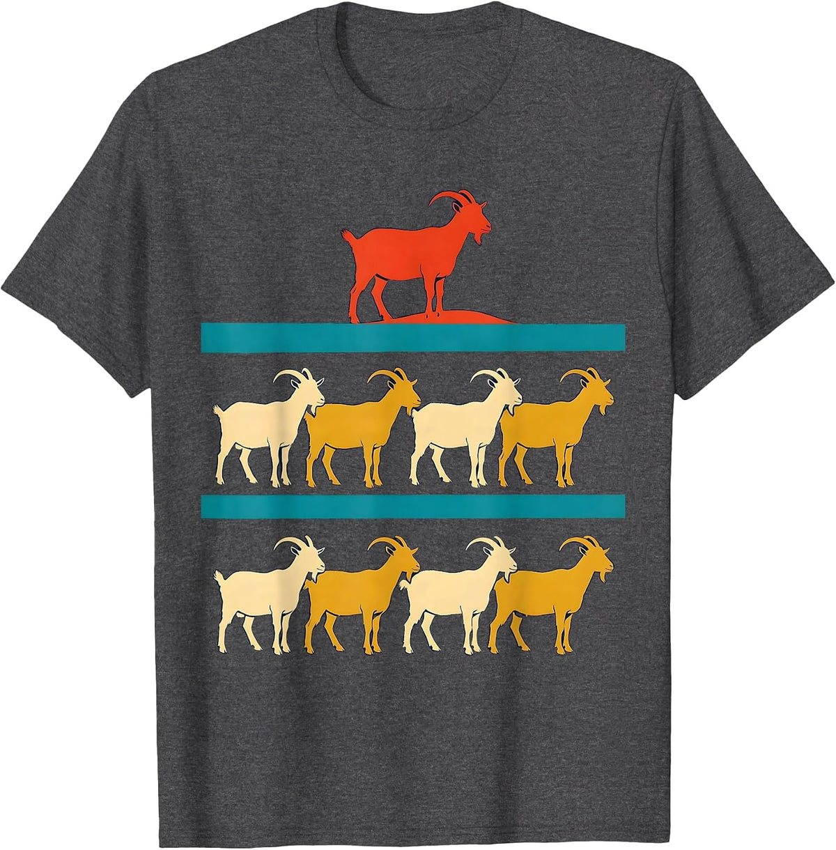 Men's Stacked Goats Screenprint Farm Animal Lover Humor T-Shirt - Dark Heather Grey