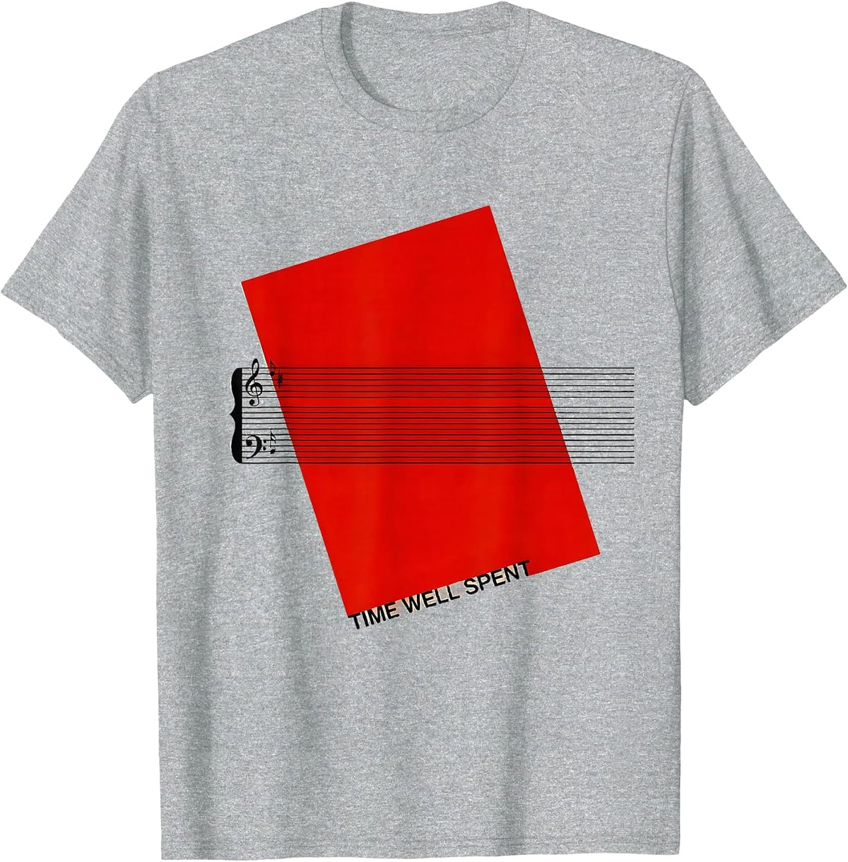 Men's Time Well Spent Minimalist Music Lover Gift Funny Musician T-Shirt - Heather Grey