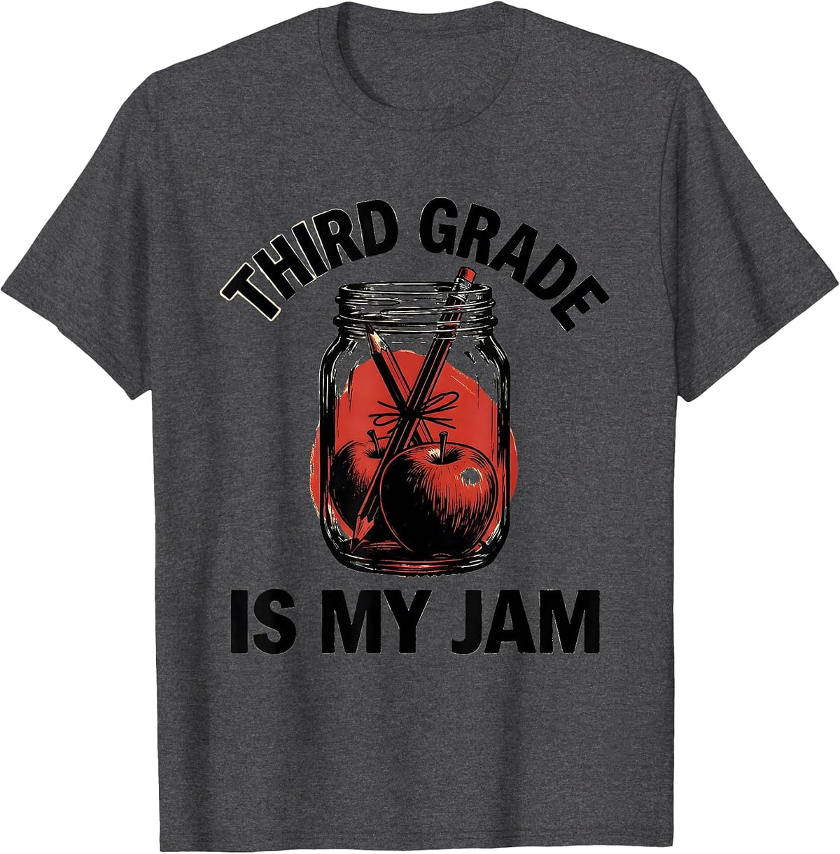 Third Grade Is My Jam Teacher Design T-Shirt - Dark Heather Grey