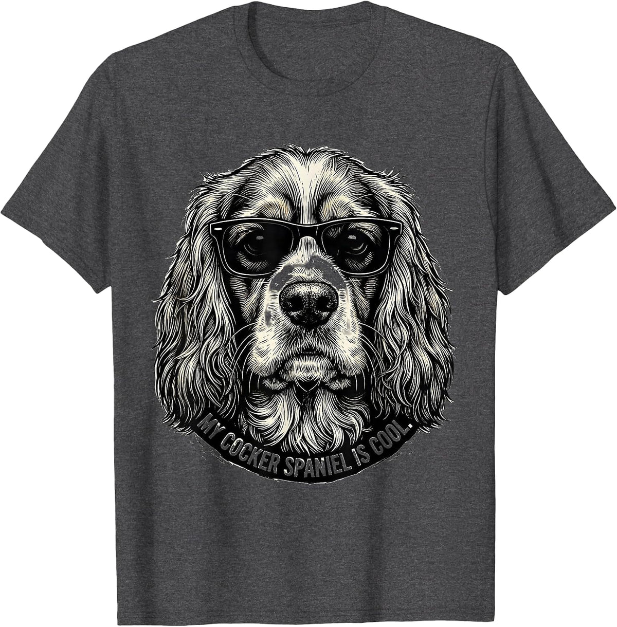 Men's My Cocker Spaniel Is Cool Funny Dog Lover Portrait T-Shirt - Dark Heather Grey