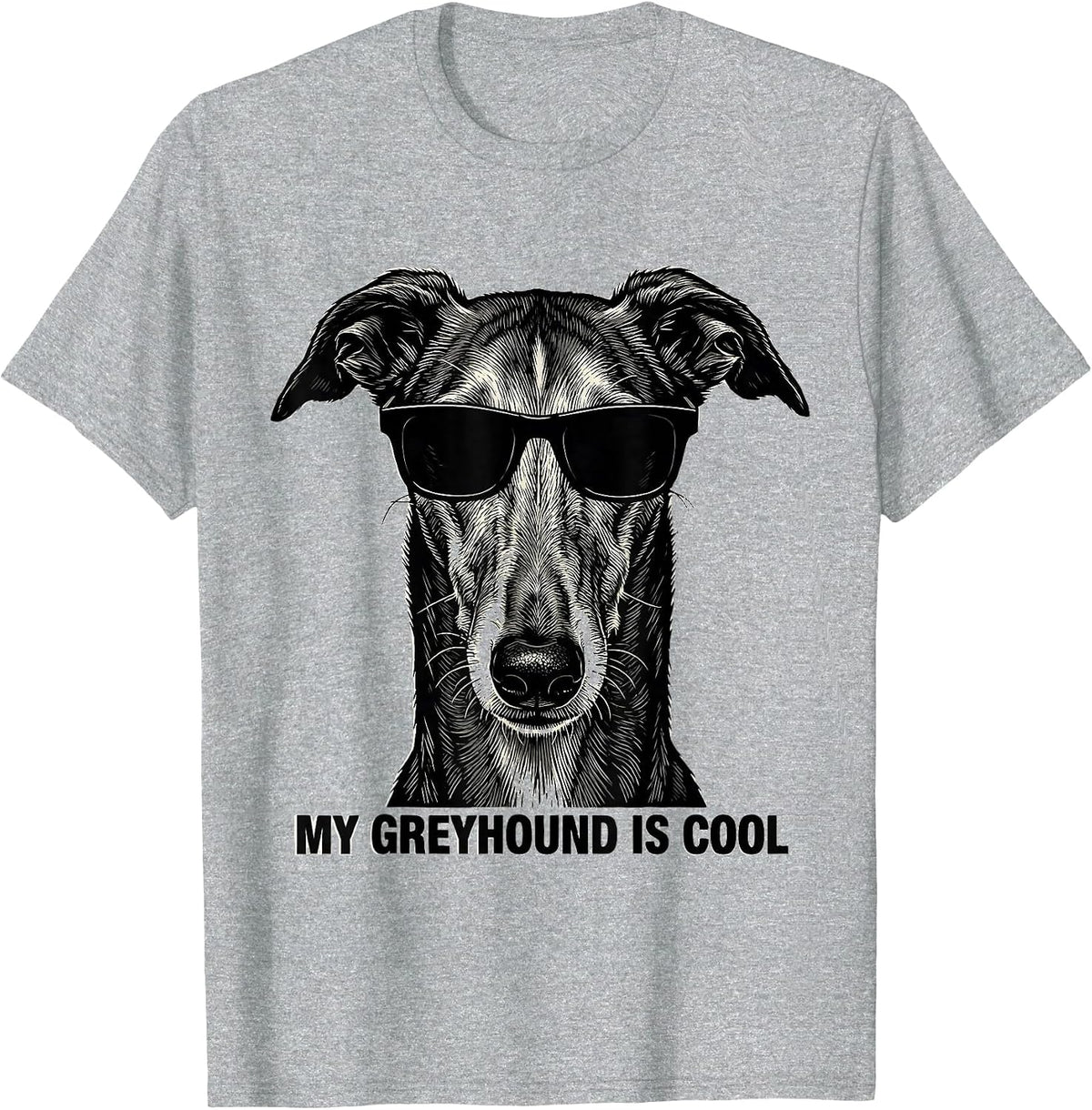 Men's My Greyhound Is Cool Funny Dog Lover Greyhound Portrait T-Shirt - Heather Grey
