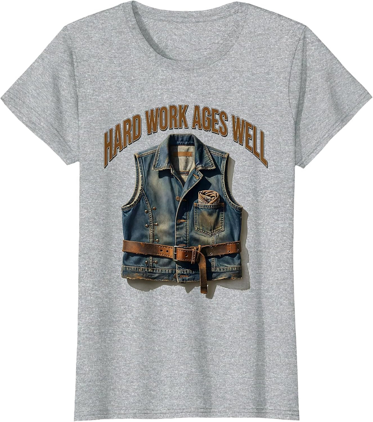Hard Work Ages Well Vintage Graphic Design T-Shirt - Heather Grey