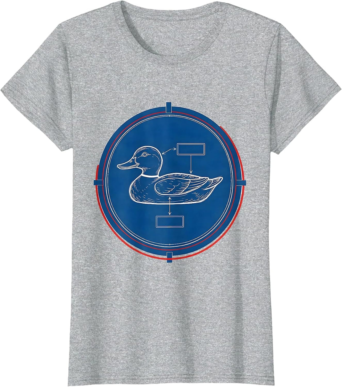 Women's Drafting-Sheet Duck Decoy Technical Blueprint Hunter Gift T-Shirt - Heather Grey