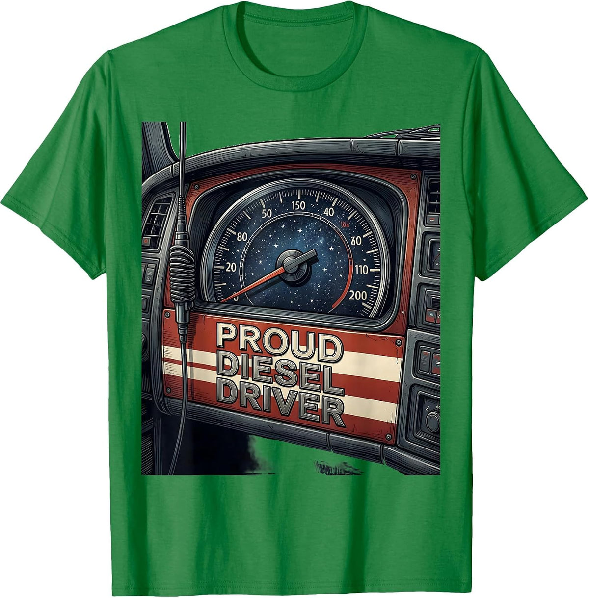 Men's Proud Diesel Driver Patriotic Trucker Semi Truck Driver Gift T-Shirt - Kelly Green