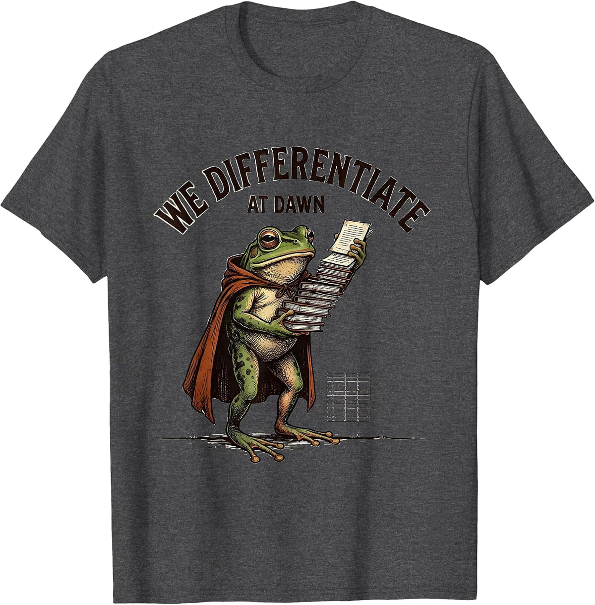 Men's We Differentiate At Dawn Vintage Frog Teacher Back To School T-Shirt - Dark Heather Grey