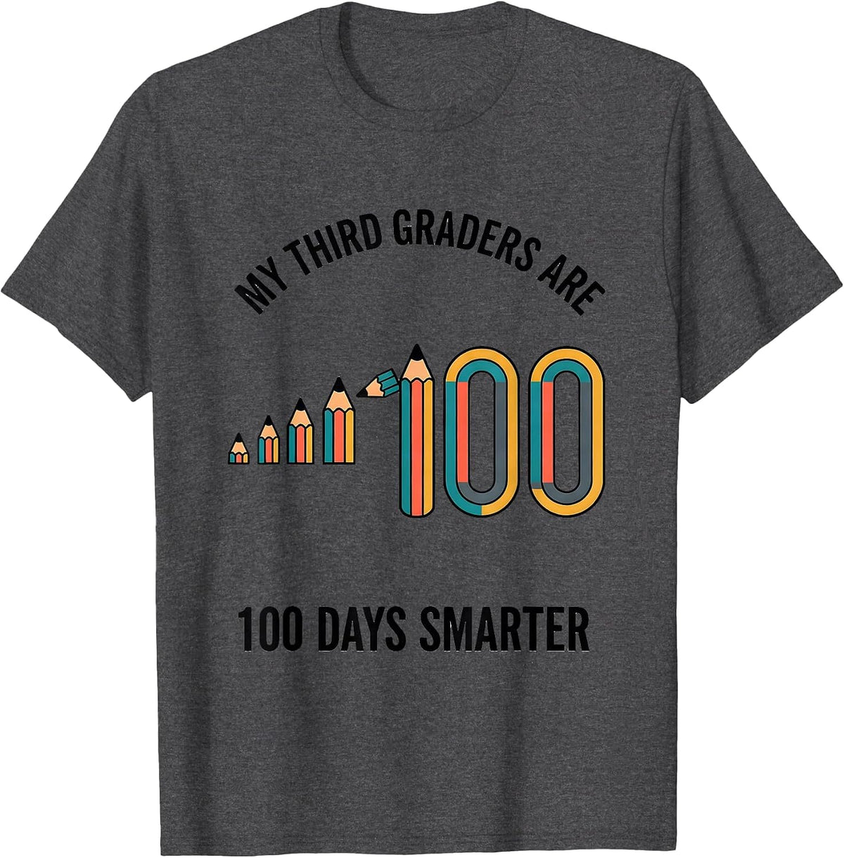 Men's My Third Graders Are 100 Days Smarter Retro Teacher 100th T-Shirt - Dark Heather Grey