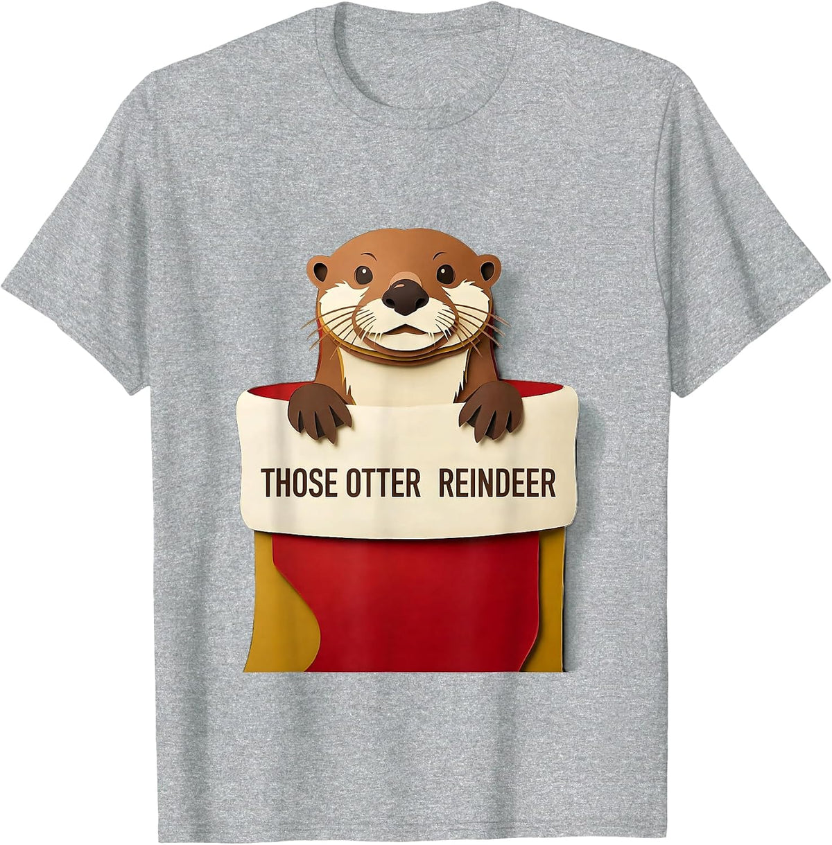 Men's Those Otter Reindeer Funny Otter Lover Christmas Pajama Gift T-Shirt - Heather Grey