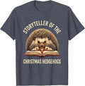 Storyteller Of The Christmas Hedgehogs Cute Hedgehog Lover T-Shirt - Heather Blue