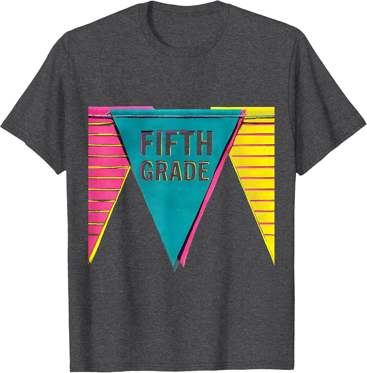 Men's Fifth Grade Pennant Flag Back to School Girls T-Shirt - Dark Heather Grey