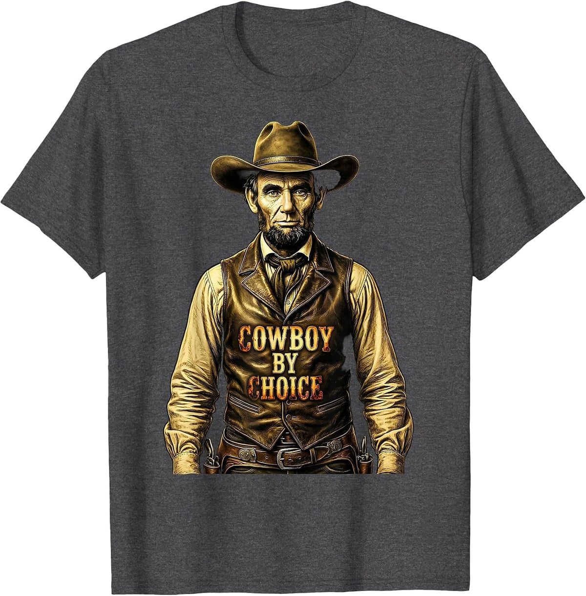 Cowboy By Choice Western Lifestyle Design T-Shirt - Dark Heather Grey